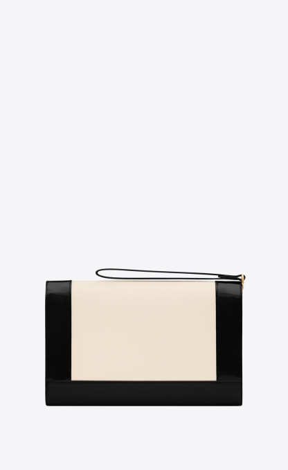 CASSANDRE FLAP POUCH IN LAMBSKIN AND BRUSHED LEATHER